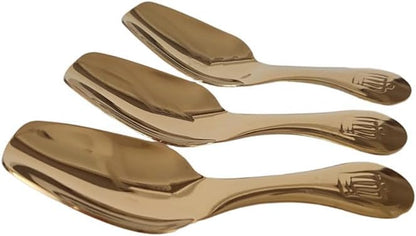 Stainless Steel Mini Scoop for Canisters with Short Handle, Gold Mini Feed Spoon for Ice Cream Melon Baller, Jar Espresso Coffee Spoon for Tea Dessert Sugar Salt Condiments(3 Pack)