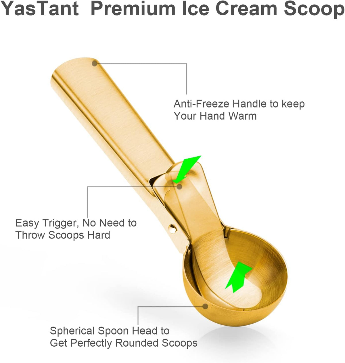 Premium Ice Cream Scoop with Trigger Ice Cream Scooper Stainless Steel, Heavy Duty Metal Icecream Scoop Spoon Dishwasher Safe, Perfect for Frozen Yogurt, Gelatos, Sundaes, Medium Silver