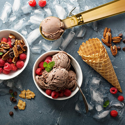 Premium Ice Cream Scoop with Trigger Ice Cream Scooper Stainless Steel, Heavy Duty Metal Icecream Scoop Spoon Dishwasher Safe, Perfect for Frozen Yogurt, Gelatos, Sundaes, Medium Silver