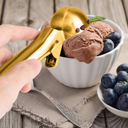 Premium Ice Cream Scoop with Trigger Ice Cream Scooper Stainless Steel, Heavy Duty Metal Icecream Scoop Spoon Dishwasher Safe, Perfect for Frozen Yogurt, Gelatos, Sundaes, Medium Silver