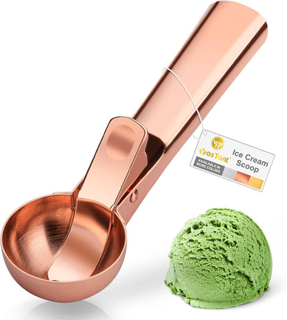 Premium Ice Cream Scoop with Trigger Ice Cream Scooper Stainless Steel, Heavy Duty Metal Icecream Scoop Spoon Dishwasher Safe, Perfect for Frozen Yogurt, Gelatos, Sundaes, Medium Silver