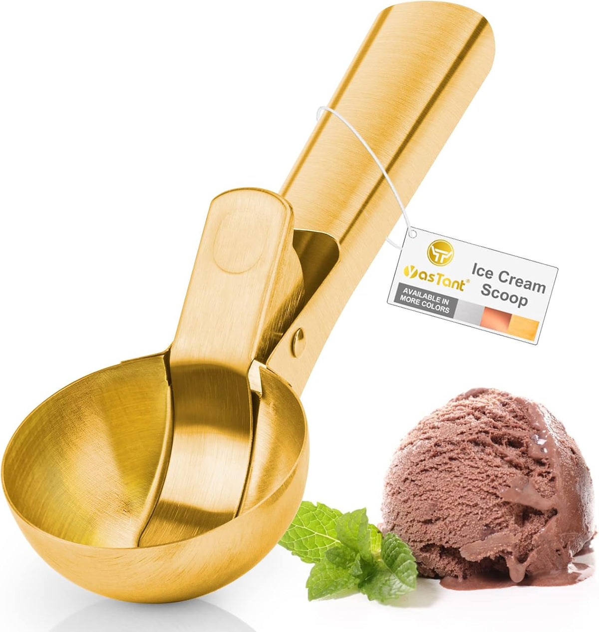 Premium Ice Cream Scoop with Trigger Ice Cream Scooper Stainless Steel, Heavy Duty Metal Icecream Scoop Spoon Dishwasher Safe, Perfect for Frozen Yogurt, Gelatos, Sundaes, Medium Silver