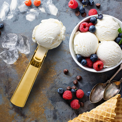 Premium Ice Cream Scoop with Trigger Ice Cream Scooper Stainless Steel, Heavy Duty Metal Icecream Scoop Spoon Dishwasher Safe, Perfect for Frozen Yogurt, Gelatos, Sundaes, Medium Silver