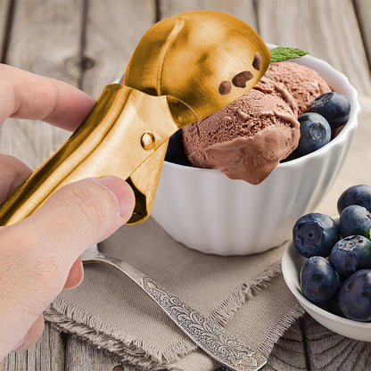 Premium Ice Cream Scoop with Trigger Ice Cream Scooper Stainless Steel, Heavy Duty Metal Icecream Scoop Spoon Dishwasher Safe, Perfect for Frozen Yogurt, Gelatos, Sundaes, Medium Silver