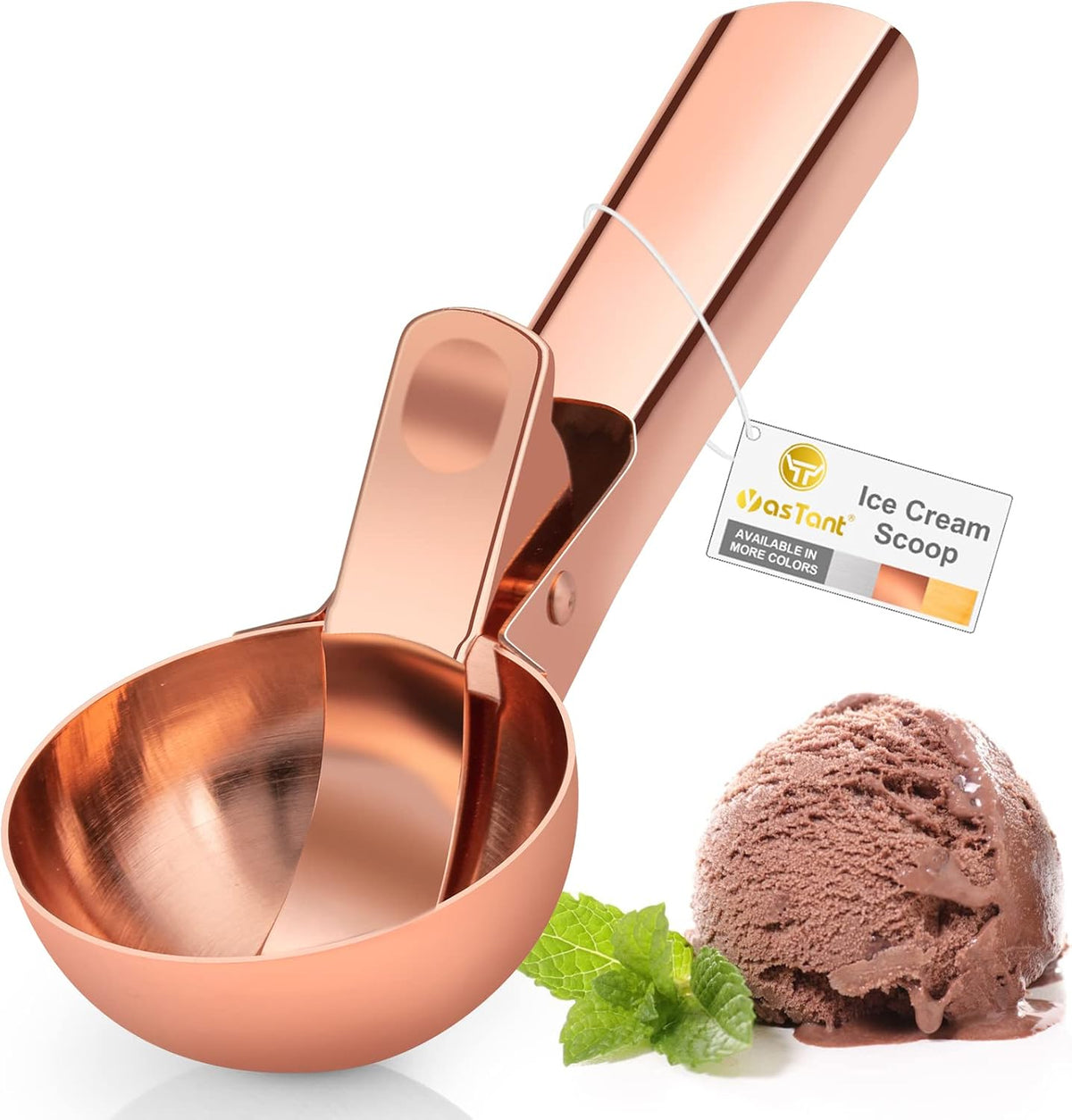 Premium Ice Cream Scoop with Trigger Ice Cream Scooper Stainless Steel, Heavy Duty Metal Icecream Scoop Spoon Dishwasher Safe, Perfect for Frozen Yogurt, Gelatos, Sundaes, Medium Silver