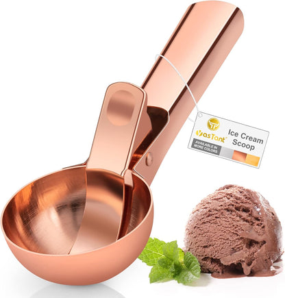 Premium Ice Cream Scoop with Trigger Ice Cream Scooper Stainless Steel, Heavy Duty Metal Icecream Scoop Spoon Dishwasher Safe, Perfect for Frozen Yogurt, Gelatos, Sundaes, Medium Silver