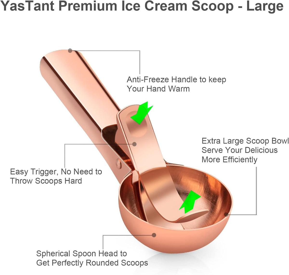 Premium Ice Cream Scoop with Trigger Ice Cream Scooper Stainless Steel, Heavy Duty Metal Icecream Scoop Spoon Dishwasher Safe, Perfect for Frozen Yogurt, Gelatos, Sundaes, Medium Silver