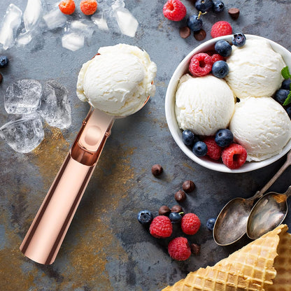 Premium Ice Cream Scoop with Trigger Ice Cream Scooper Stainless Steel, Heavy Duty Metal Icecream Scoop Spoon Dishwasher Safe, Perfect for Frozen Yogurt, Gelatos, Sundaes, Medium Silver