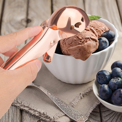 Premium Ice Cream Scoop with Trigger Ice Cream Scooper Stainless Steel, Heavy Duty Metal Icecream Scoop Spoon Dishwasher Safe, Perfect for Frozen Yogurt, Gelatos, Sundaes, Medium Silver