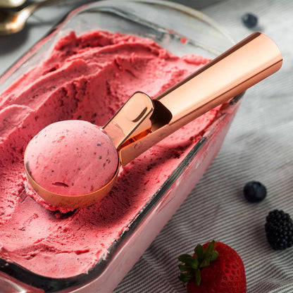 Premium Ice Cream Scoop with Trigger Ice Cream Scooper Stainless Steel, Heavy Duty Metal Icecream Scoop Spoon Dishwasher Safe, Perfect for Frozen Yogurt, Gelatos, Sundaes, Medium Silver