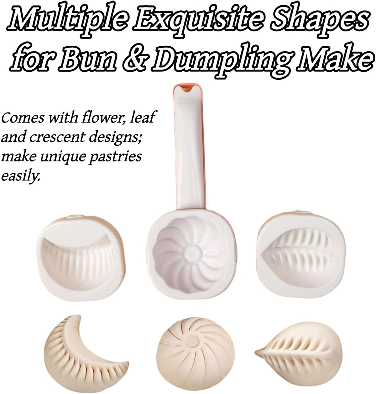 1 Pack Dumpling Maker Machine and Press 3 Shape Baozi Mold with Non Stick Surface Food Grade Plastic Bun Maker for Homemade Steamed Dumplings Mooncakes Pastries
