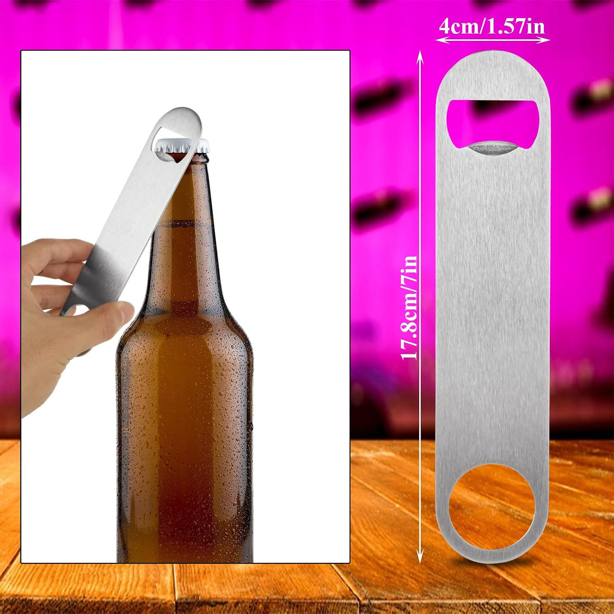QTLCOHD 20 Pack Flat Bottle Opener - 7 Inch Stainless Steel Bottle Openers
