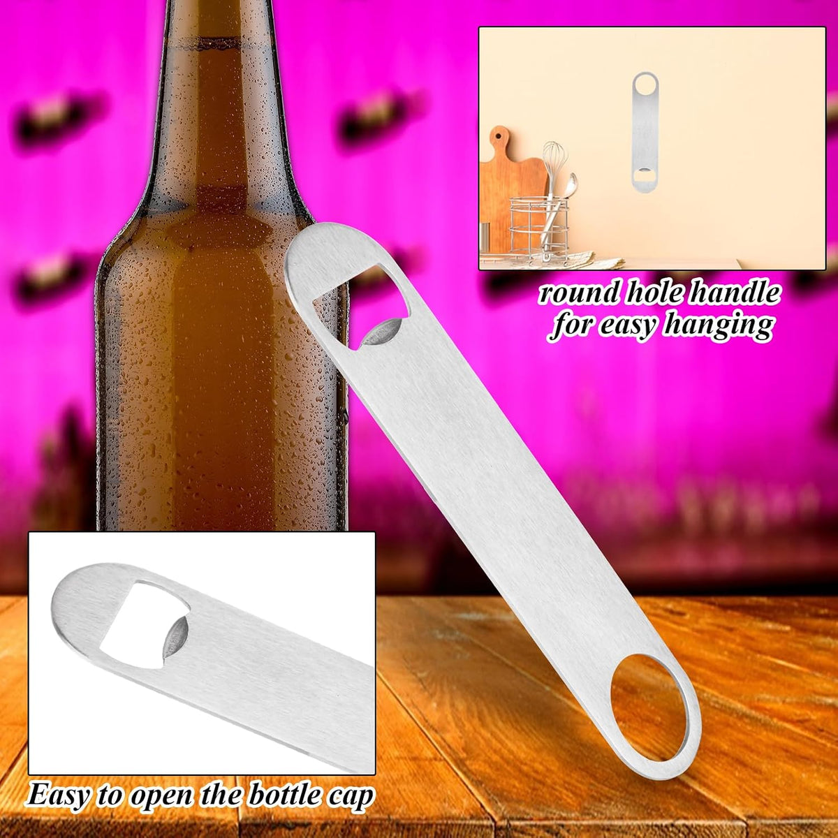 QTLCOHD 20 Pack Flat Bottle Opener - 7 Inch Stainless Steel Bottle Openers
