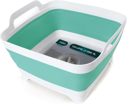 Collapsible Dish Basin with Drain Plug, Foldable Sink, 2.4 Gal (9L)
