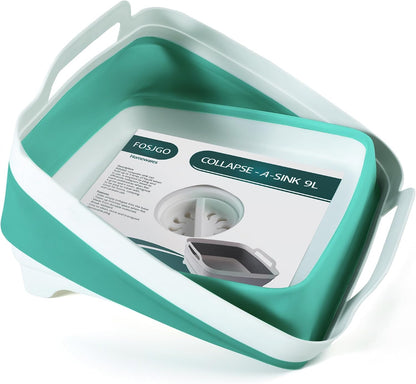 Collapsible Dish Basin with Drain Plug, Foldable Sink, 2.4 Gal (9L)