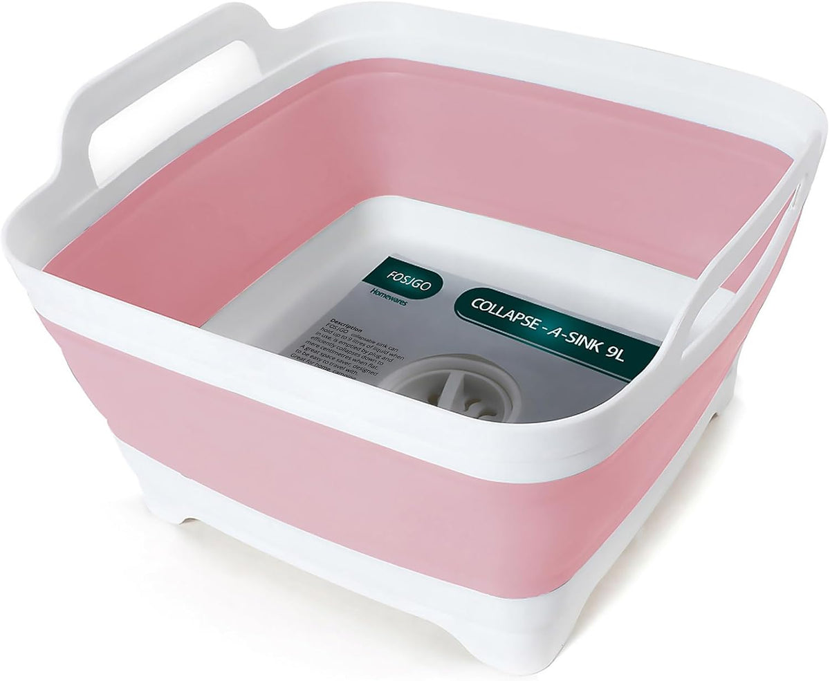 Collapsible Dish Basin with Drain Plug, Foldable Sink, 2.4 Gal (9L)
