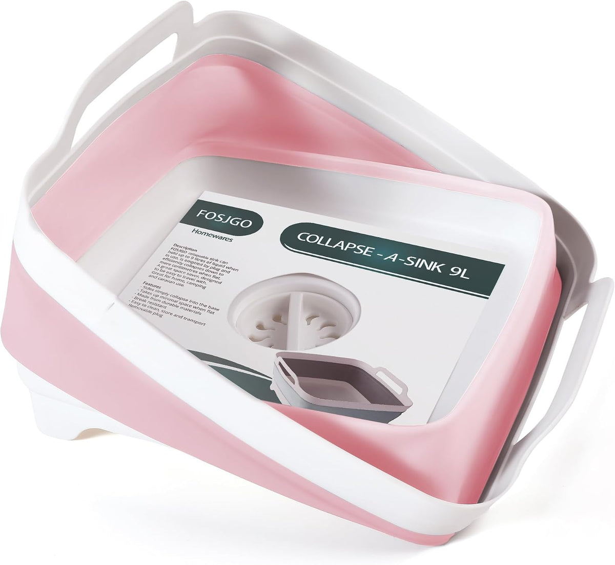 Collapsible Dish Basin with Drain Plug, Foldable Sink, 2.4 Gal (9L)