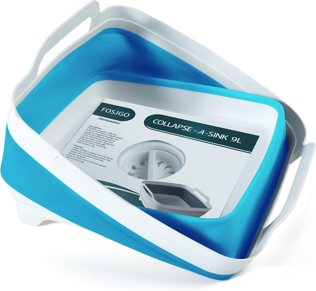 Collapsible Dish Basin with Drain Plug, Foldable Sink, 2.4 Gal (9L)