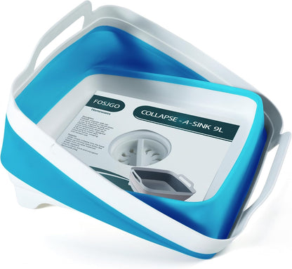 Collapsible Dish Basin with Drain Plug, Foldable Sink, 2.4 Gal (9L)