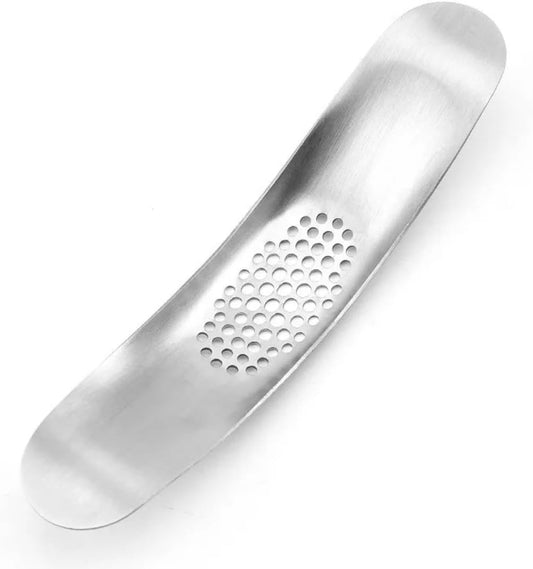 Stainless Steel Garlic Press Rocker, Mincer and Crusher Tool, Silver, Kitchen Gadget