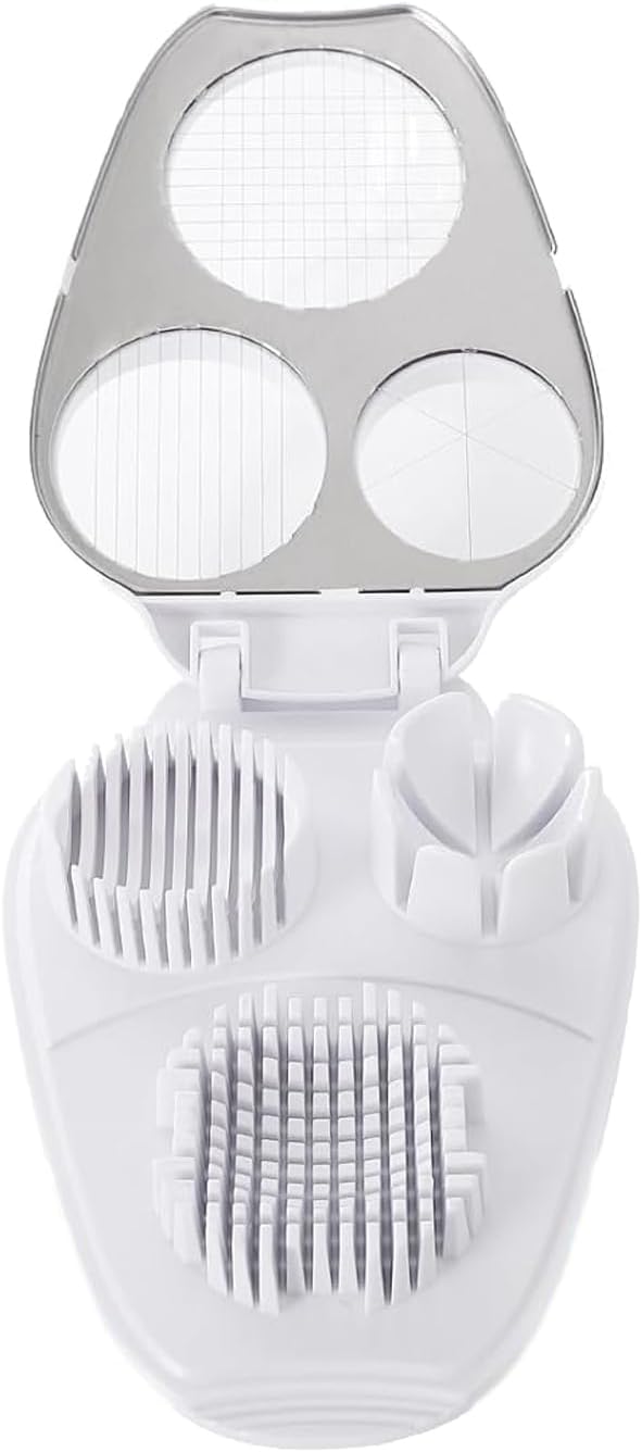 3 In 1 Egg Slicer for Hard Boiled Eggs,3 Slice Modes Egg Cutter,Stainless Steel Dicer for Strawberry Mushroom Grape Cherry, Multifunctional Food Cutter Slicer for Home Kitchen Chopper Gadgets (White)