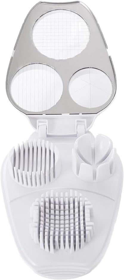 3 In 1 Egg Slicer for Hard Boiled Eggs,3 Slice Modes Egg Cutter,Stainless Steel Dicer for Strawberry Mushroom Grape Cherry, Multifunctional Food Cutter Slicer for Home Kitchen Chopper Gadgets (White)