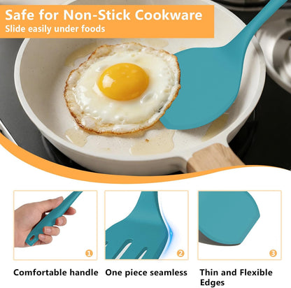 Silicone Spatula Turner Set, 600°F High Heat Resistant Spatulas for Cooking, BPA Free, Large Flexible Kitchen Utensils Flipping Eggs, Pancakes, Fish, Burgers, Dishwasher Safe