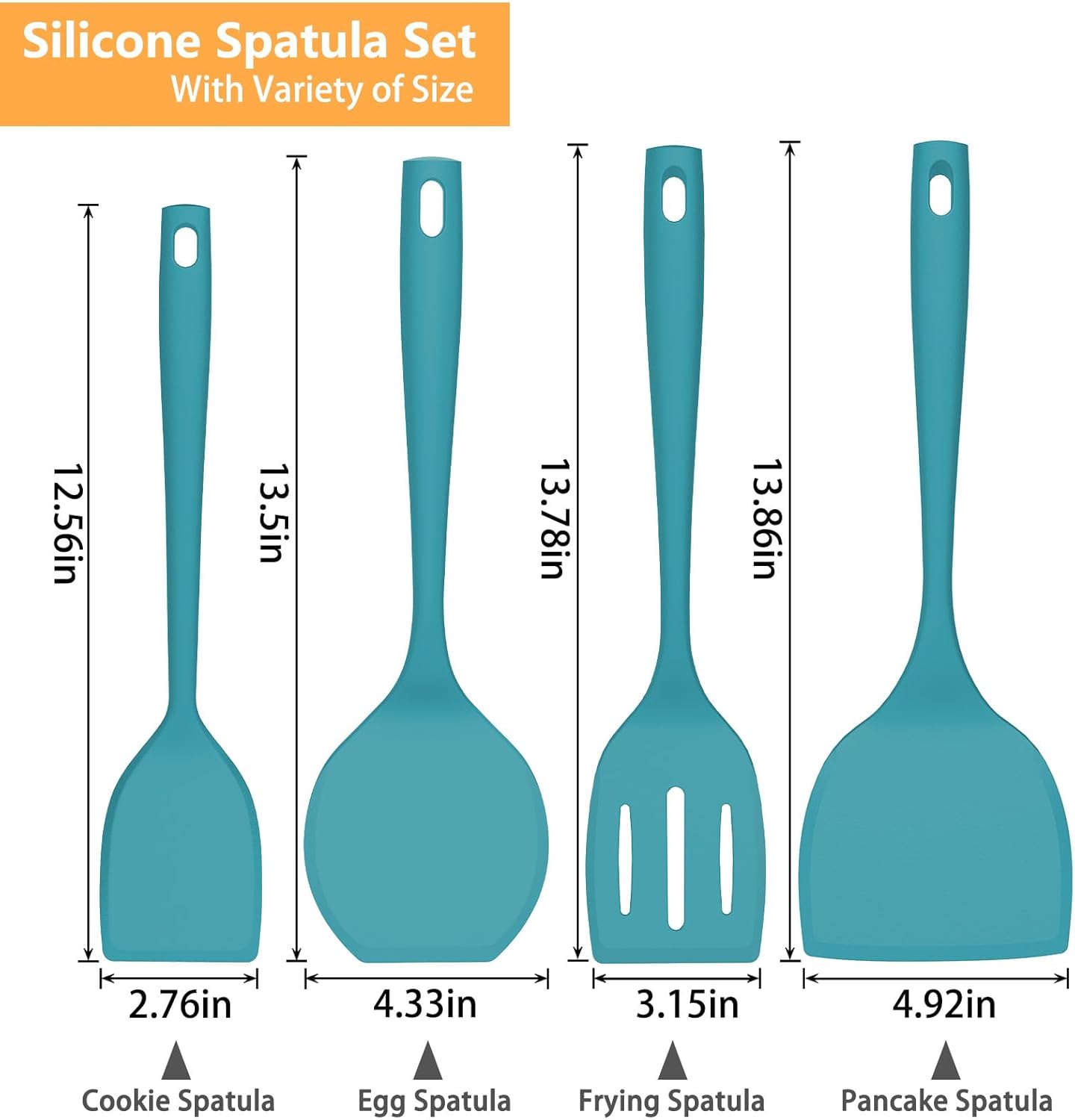 Silicone Spatula Turner Set, 600°F High Heat Resistant Spatulas for Cooking, BPA Free, Large Flexible Kitchen Utensils Flipping Eggs, Pancakes, Fish, Burgers, Dishwasher Safe