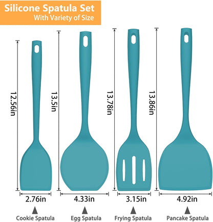 Silicone Spatula Turner Set, 600°F High Heat Resistant Spatulas for Cooking, BPA Free, Large Flexible Kitchen Utensils Flipping Eggs, Pancakes, Fish, Burgers, Dishwasher Safe
