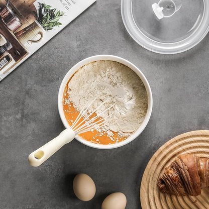Ceramic Nesting Bowls with Lids, Set of 4, White | 50/32/20/10 oz Mixing Bowls with Lids - Porcelain Food Storage Containers For Prep and Serving, Microwave Safe