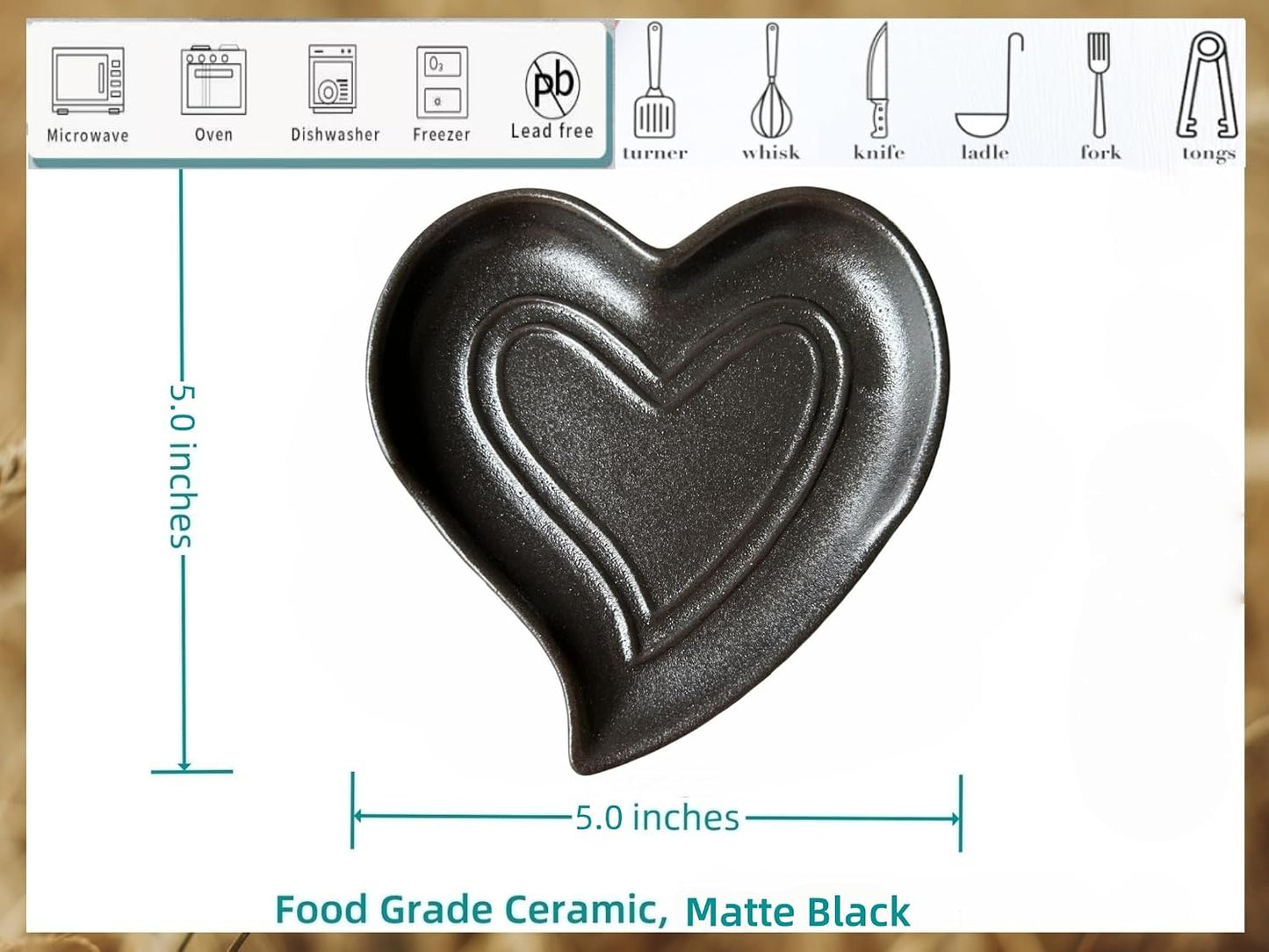 Ceramic Spoon Rest for Stove Top, Heart Cute Spoon Rest for Kitchen Counter, Cooking Spoon Holder for Kitchen Counter, Utensil Rest Spatula Rest Ladle Holder Tong Rest (Retro Red)