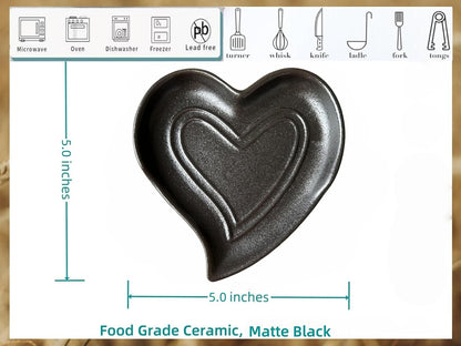 Ceramic Spoon Rest for Stove Top, Heart Cute Spoon Rest for Kitchen Counter, Cooking Spoon Holder for Kitchen Counter, Utensil Rest Spatula Rest Ladle Holder Tong Rest (Retro Red)