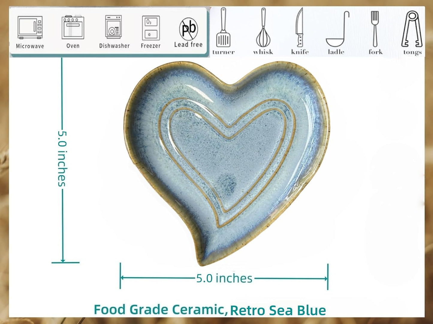 Ceramic Spoon Rest for Stove Top, Heart Cute Spoon Rest for Kitchen Counter, Cooking Spoon Holder for Kitchen Counter, Utensil Rest Spatula Rest Ladle Holder Tong Rest (Retro Red)