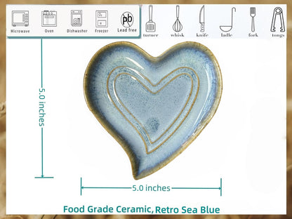 Ceramic Spoon Rest for Stove Top, Heart Cute Spoon Rest for Kitchen Counter, Cooking Spoon Holder for Kitchen Counter, Utensil Rest Spatula Rest Ladle Holder Tong Rest (Retro Red)