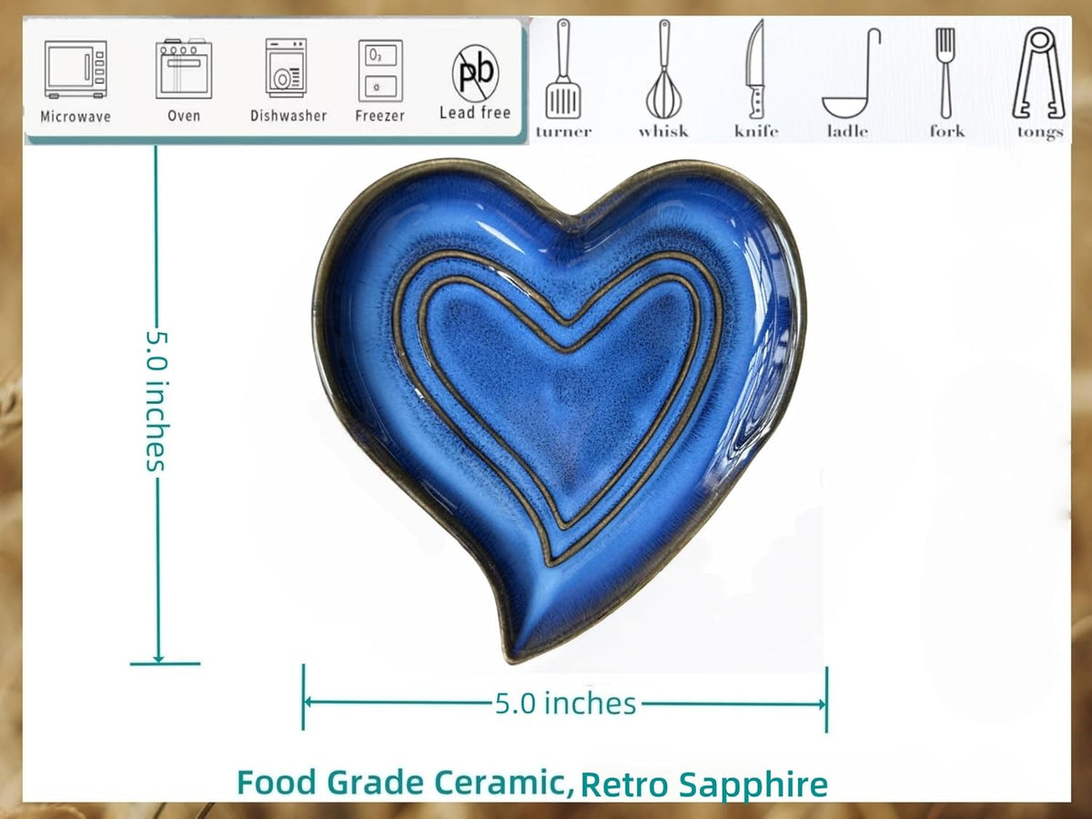 Ceramic Spoon Rest for Stove Top, Heart Cute Spoon Rest for Kitchen Counter, Cooking Spoon Holder for Kitchen Counter, Utensil Rest Spatula Rest Ladle Holder Tong Rest (Retro Red)