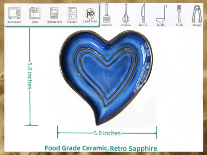 Ceramic Spoon Rest for Stove Top, Heart Cute Spoon Rest for Kitchen Counter, Cooking Spoon Holder for Kitchen Counter, Utensil Rest Spatula Rest Ladle Holder Tong Rest (Retro Red)