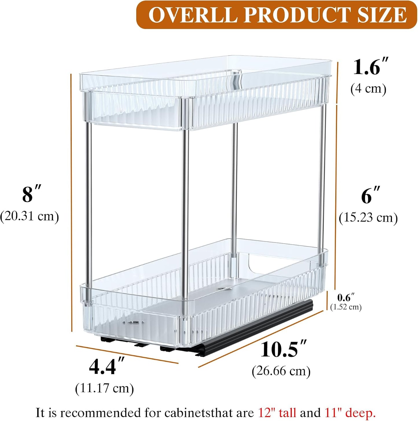 2 Pack Pull Out Spice Rack Organizer for Cabinet, Slide Out Spice Racks Organizer, Spice Cabinet Organizers, Cabinet Size Need:12'' Highx11'' Deepx5'' Wide,Hold 10 Spice Jar Each Tier-2Tier, Black