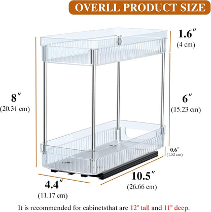 2 Pack Pull Out Spice Rack Organizer for Cabinet, Slide Out Spice Racks Organizer, Spice Cabinet Organizers, Cabinet Size Need:12'' Highx11'' Deepx5'' Wide,Hold 10 Spice Jar Each Tier-2Tier, Black