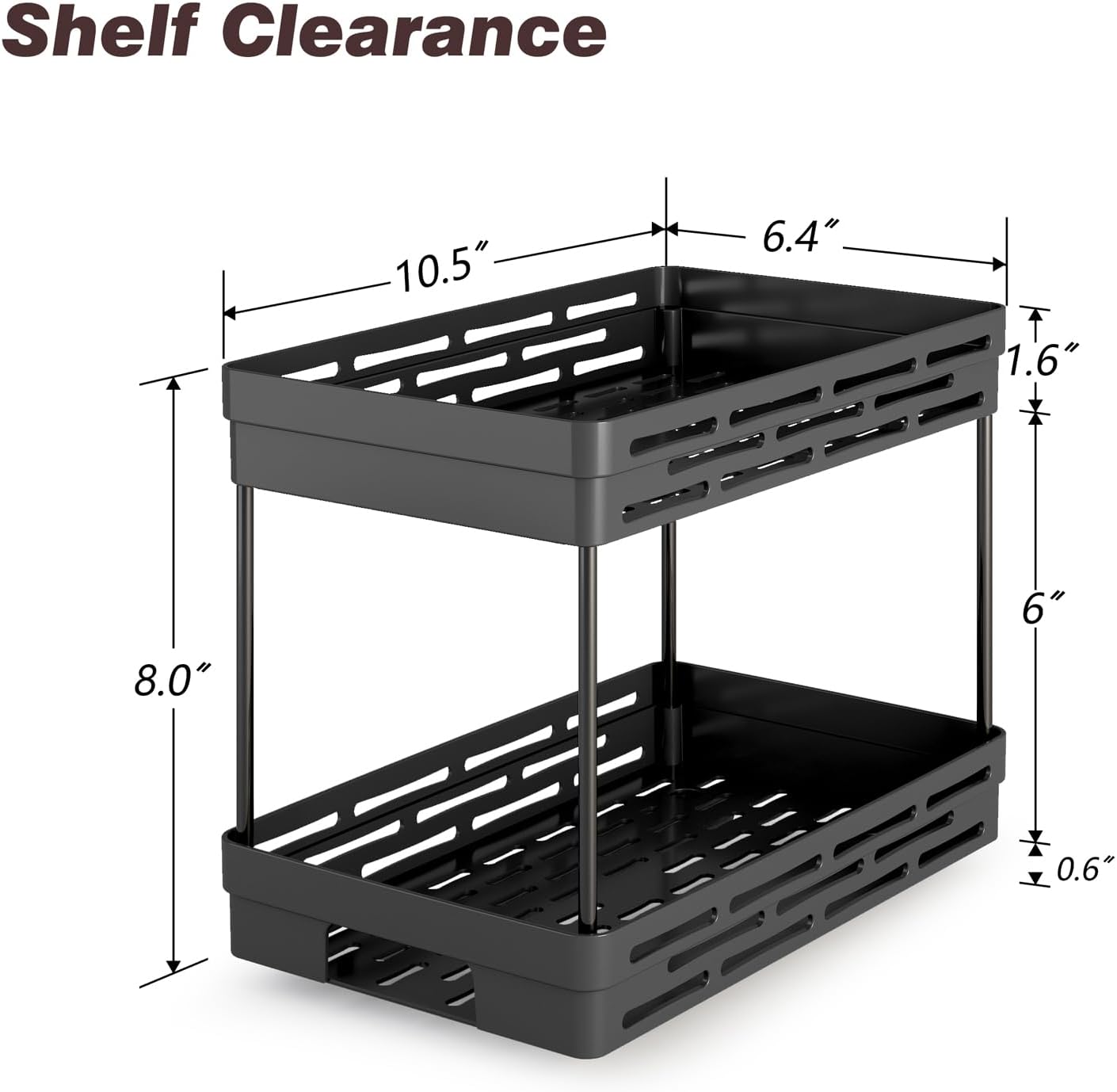 2 Pack Pull Out Spice Rack Organizer for Cabinet, Slide Out Spice Racks Organizer, Spice Cabinet Organizers, Cabinet Size Need:12'' Highx11'' Deepx5'' Wide,Hold 10 Spice Jar Each Tier-2Tier, Black