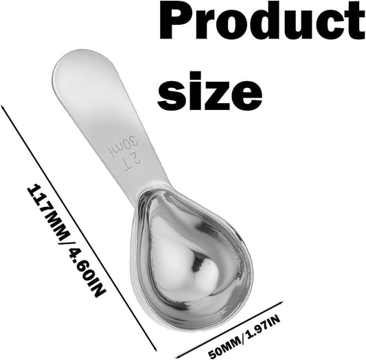 Coffee Scoop 2 Tablespoon Stainless Steel Measuring Spoon, 30ml | Exact Measuring Spoon for Ground Coffee, Tea, Sugar, Bean in Canister, Silver
