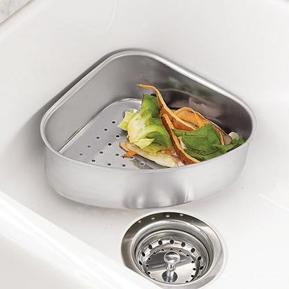 Triangular Kitchen Sink Drain Basket for Food, Sink Food Catcher Basket for Washing Vegetables & Fruits Corner Sink Strainer