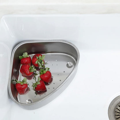 Triangular Kitchen Sink Drain Basket for Food, Sink Food Catcher Basket for Washing Vegetables & Fruits Corner Sink Strainer