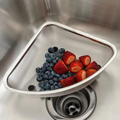Triangular Kitchen Sink Drain Basket for Food, Sink Food Catcher Basket for Washing Vegetables & Fruits Corner Sink Strainer