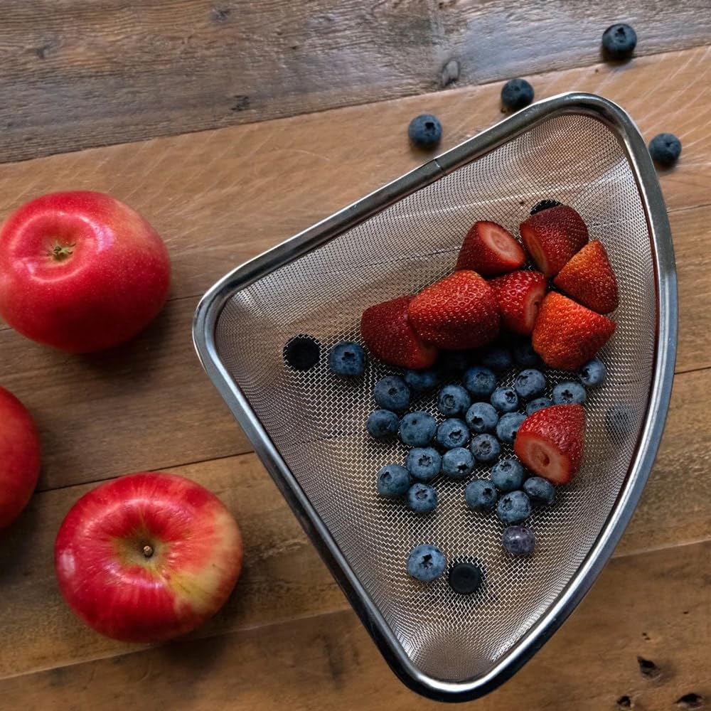 Triangular Kitchen Sink Drain Basket for Food, Sink Food Catcher Basket for Washing Vegetables & Fruits Corner Sink Strainer