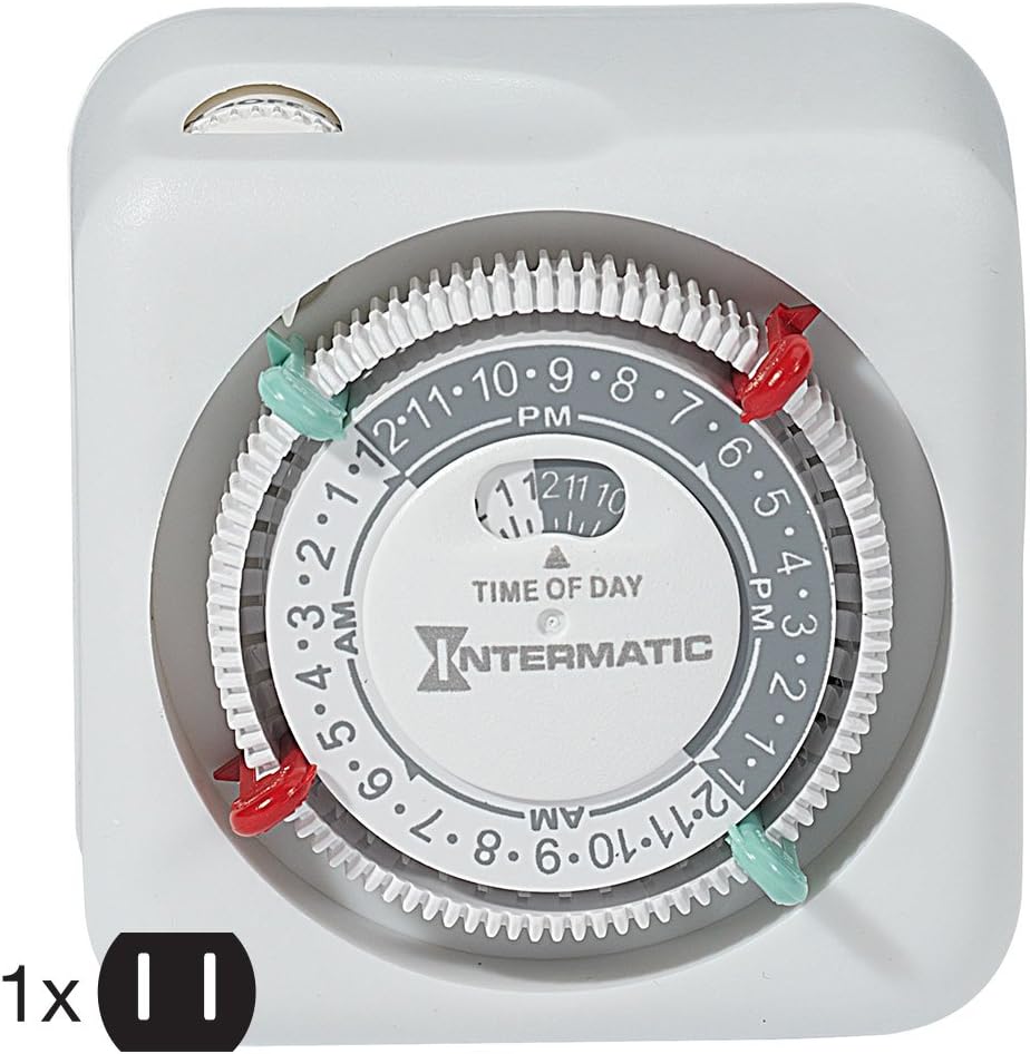 TN111K 15-Amp Indoor Timer - Versatile 24-Hour Control - Easy Manual Override and Single 2-Prong Design (1 Pack)