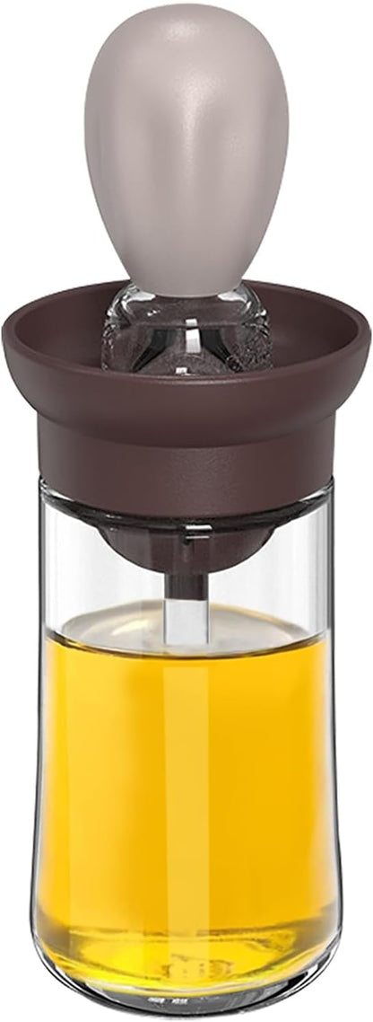 Oil Dispenser with Brush - Glass Olive Oil Dispenser for Cooking, 2 IN 1 Oil Dispensing Bottle for Kitchen with Silicone Basting Brush for Vinegar Sauce BBQ Grill Frying, T-OB21, Blue
