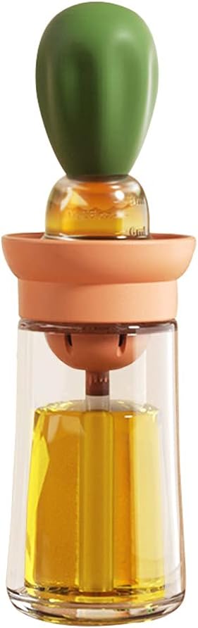 Oil Dispenser with Brush - Glass Olive Oil Dispenser for Cooking, 2 IN 1 Oil Dispensing Bottle for Kitchen with Silicone Basting Brush for Vinegar Sauce BBQ Grill Frying, T-OB21, Blue