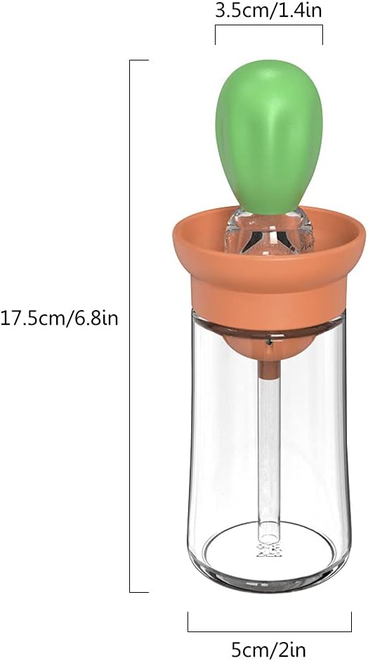 Oil Dispenser with Brush - Glass Olive Oil Dispenser for Cooking, 2 IN 1 Oil Dispensing Bottle for Kitchen with Silicone Basting Brush for Vinegar Sauce BBQ Grill Frying, T-OB21, Blue