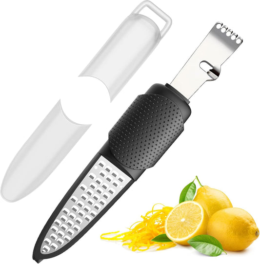 3 in 1 Citrus Zester Tool, Lemon Citrus, Orange Zester and Grater | 304 Stainless Steel, Citrus Zester, Cheese Grater, Chanel Knife, Non-Slip, Easy to Clean, Dishwasher Safe