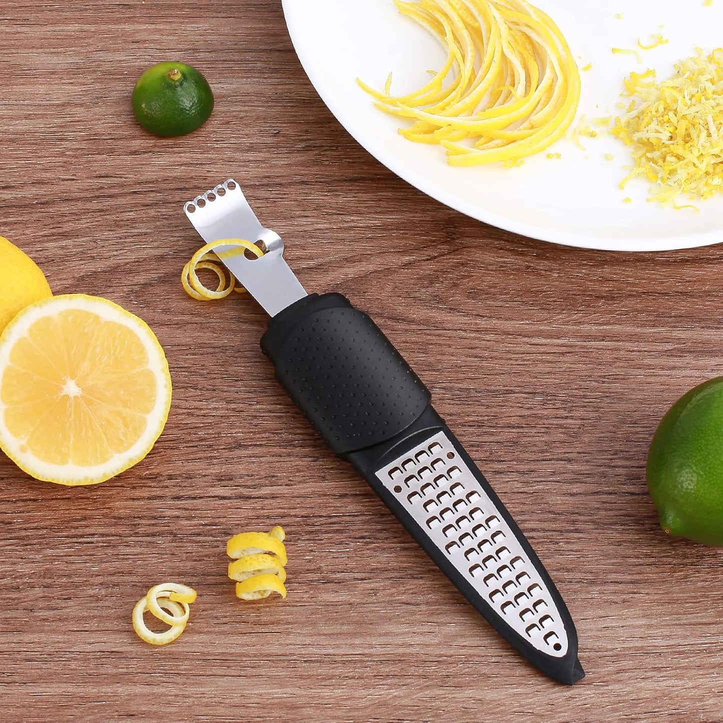 3 in 1 Citrus Zester Tool, Lemon Citrus, Orange Zester and Grater | 304 Stainless Steel, Citrus Zester, Cheese Grater, Chanel Knife, Non-Slip, Easy to Clean, Dishwasher Safe